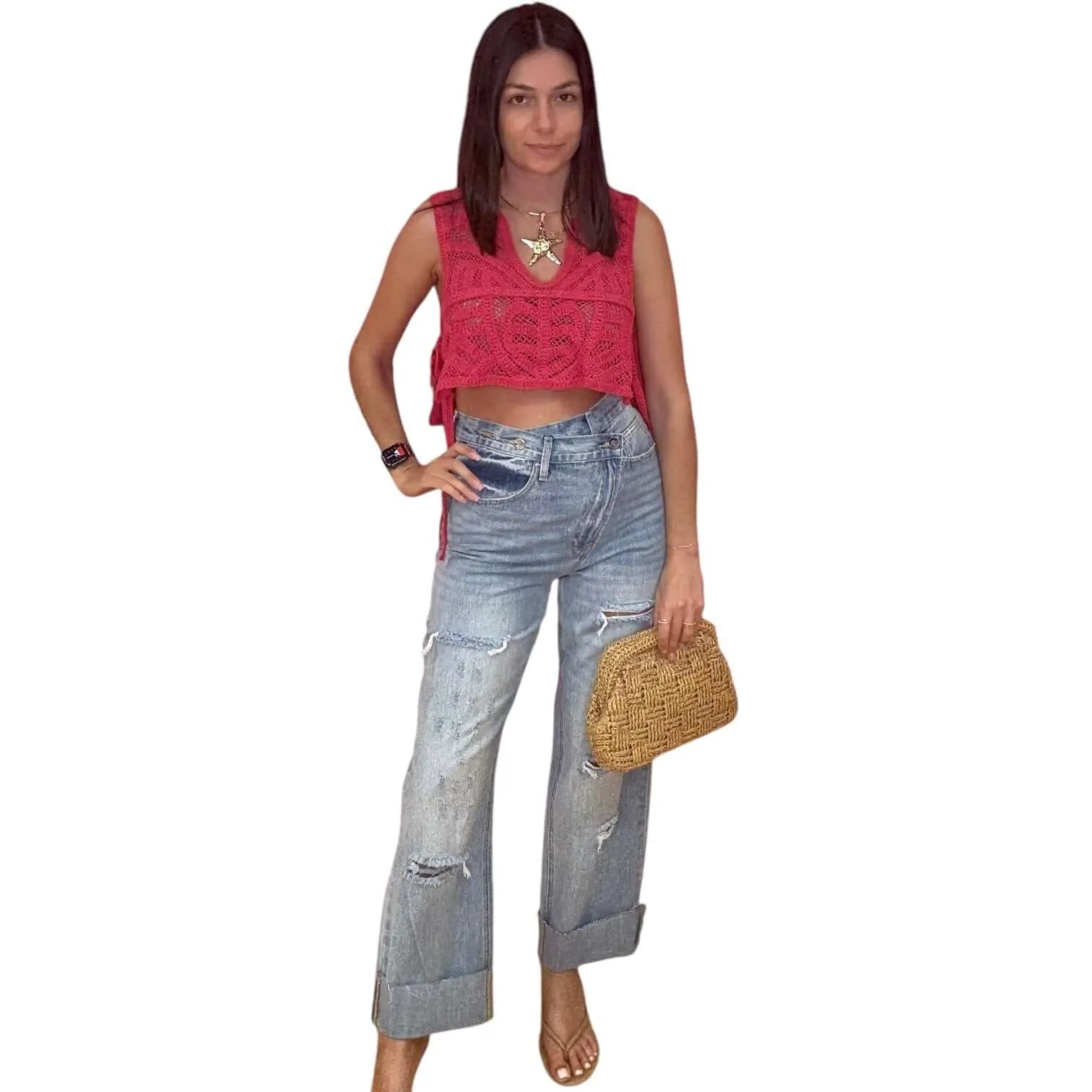 Boho Crochet Crop Top - Berry