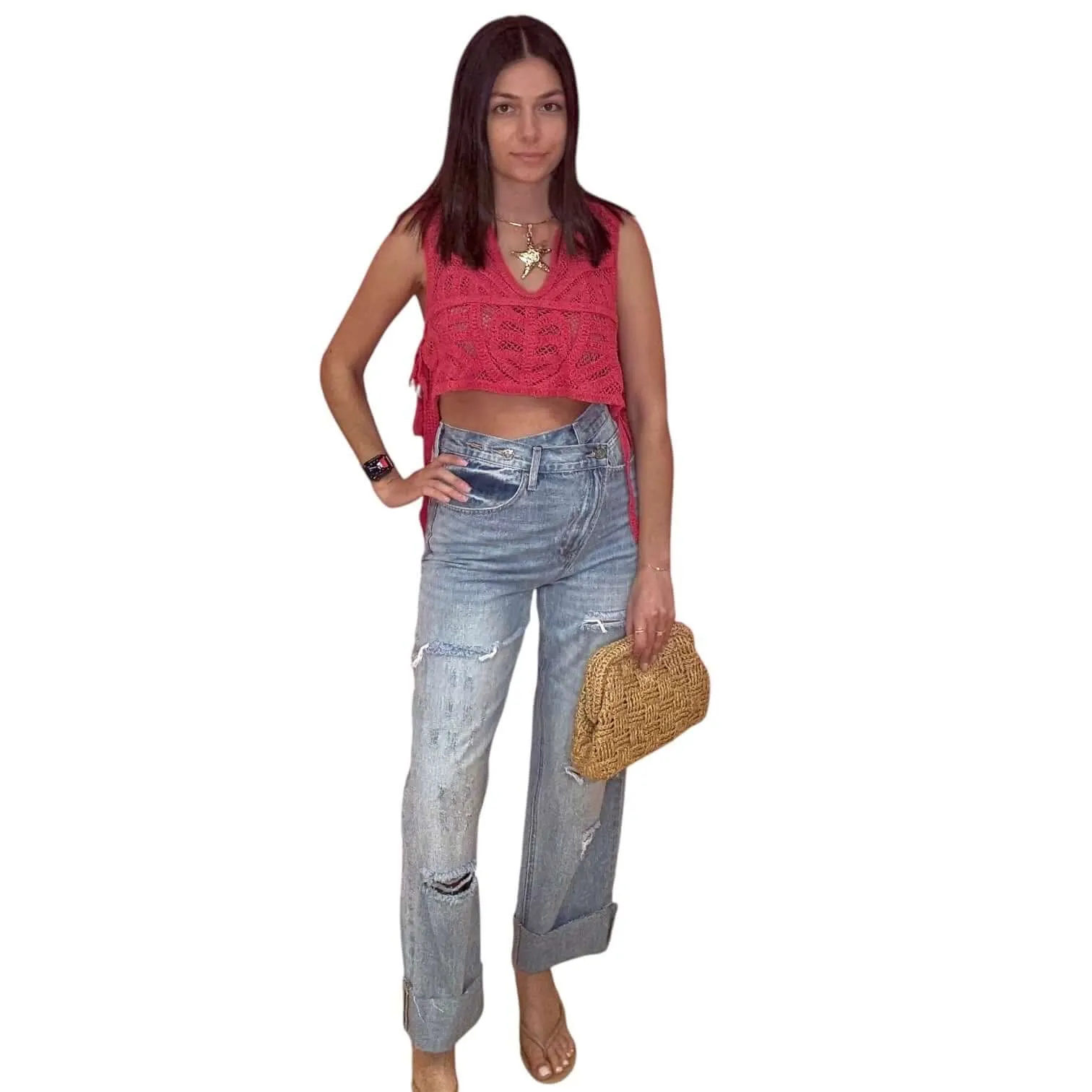 Boho Crochet Crop Top - Berry