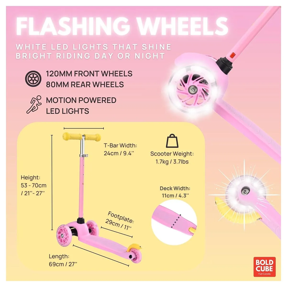 Boldcube Teeny 3 Wheel Scooter Pink