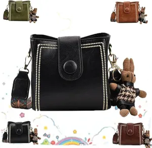 Bootara Bucket Bag - Bootara Women'S Vintage Bunny Charm Bucket Bag, Convertible Shoulder/Crossbody, Spacious Travel Tote