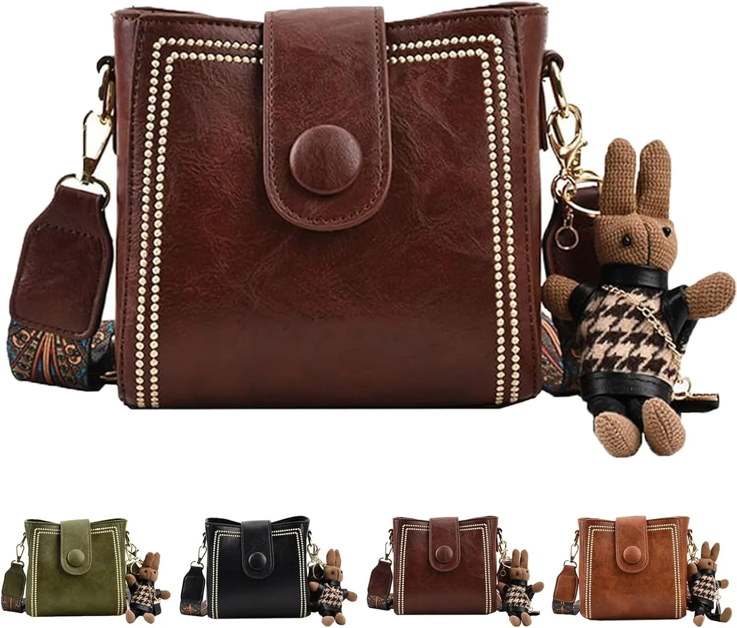 Bootara Bucket Bag, Vintage Retro Small Water Bucket Bag, with Adjustable Wider Shoulder Strap, Spacious Travel Tote,