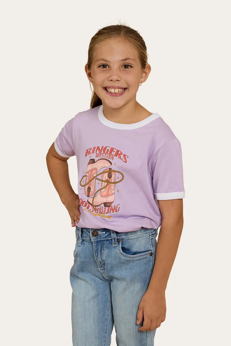Boots and Bling Kids Ringer T-Shirt - Lavender