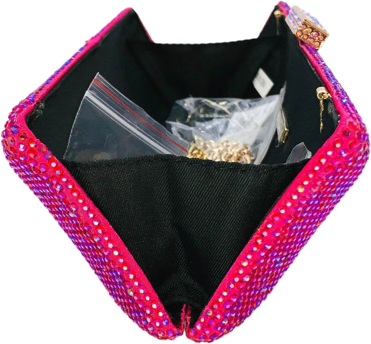 Boutique De FGG Long Evening Bags and Clutches for Women Formal Party Rhinestone Handbags Wedding Crystal Clutch Purse,Mini