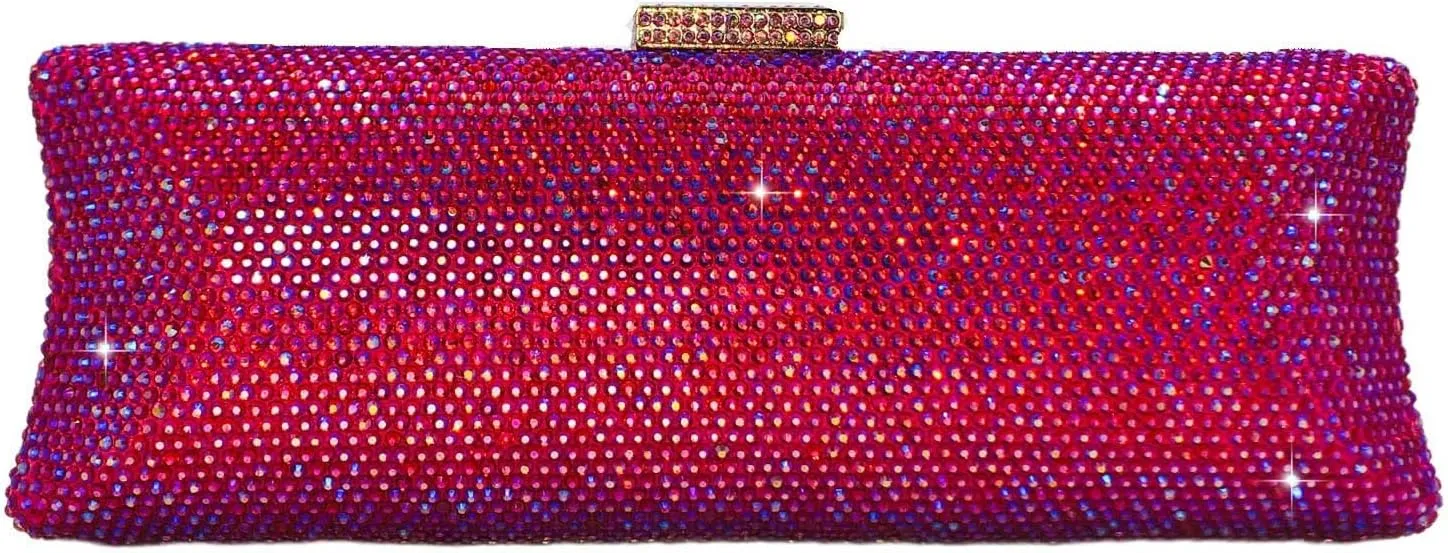 Boutique De FGG Long Evening Bags and Clutches for Women Formal Party Rhinestone Handbags Wedding Crystal Clutch Purse,Mini