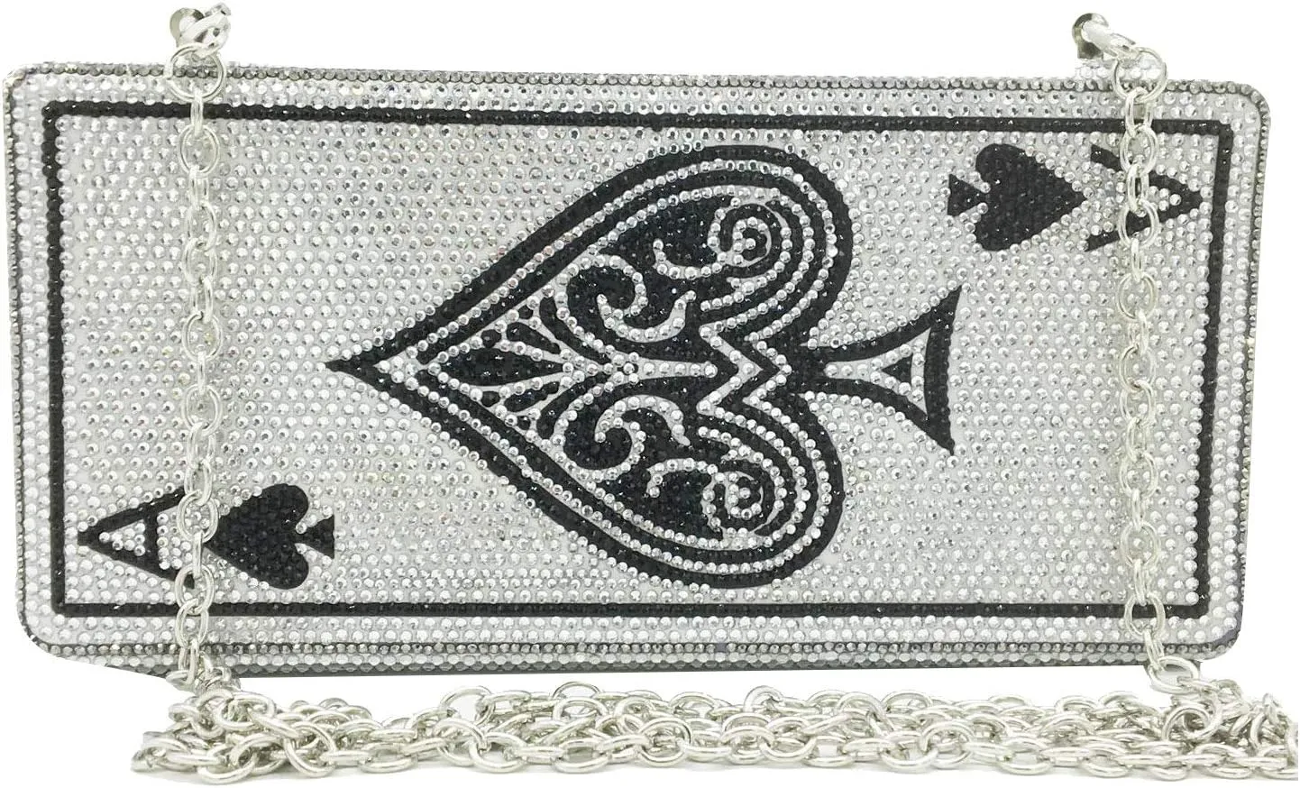 Boutique De FGG Poker Card Rhinestone Handbags Evening Bags and Clutches Women Crystal Clutch Purse for Party Casino, Mini