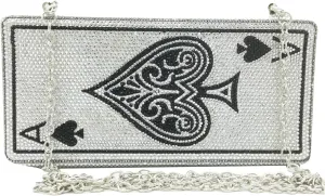 Boutique De FGG Poker Card Rhinestone Handbags Evening Bags and Clutches Women Crystal Clutch Purse for Party Casino, Mini