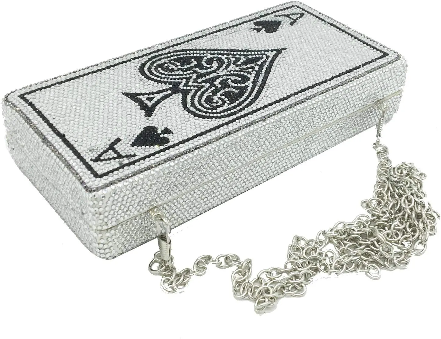 Boutique De FGG Poker Card Rhinestone Handbags Evening Bags and Clutches Women Crystal Clutch Purse for Party Casino, Mini