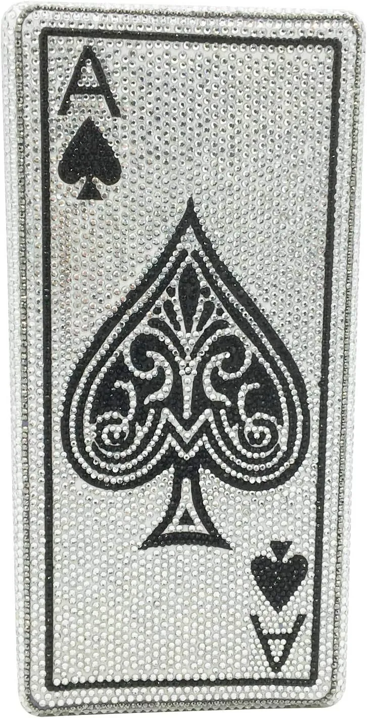 Boutique De FGG Poker Card Rhinestone Handbags Evening Bags and Clutches Women Crystal Clutch Purse for Party Casino, Mini
