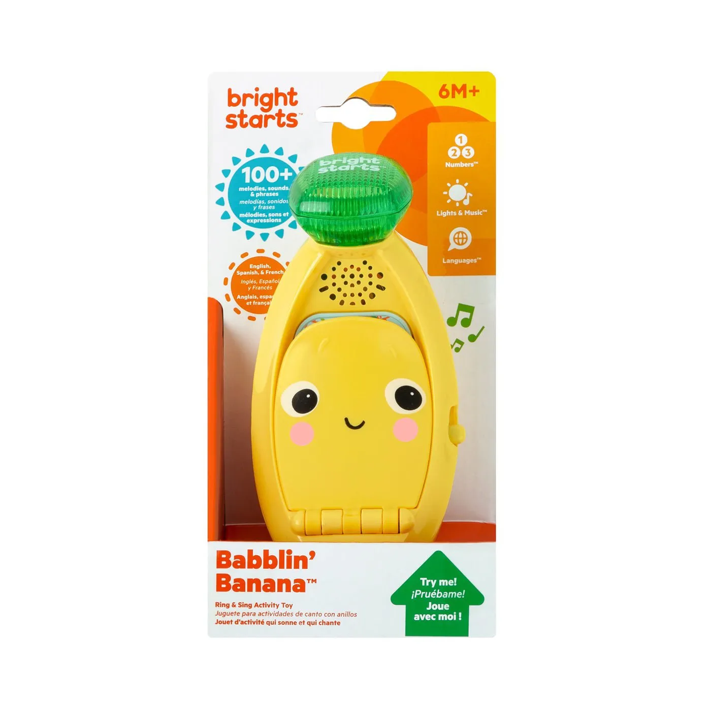 Bright Starts Babbling Banana Ring and Sing Interactive Activity Toy