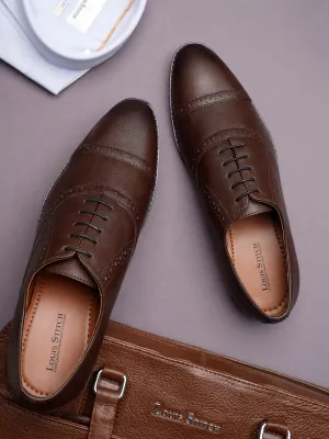 Brunette Brown Oxford Style Comfortable Formal Laceup Shoes