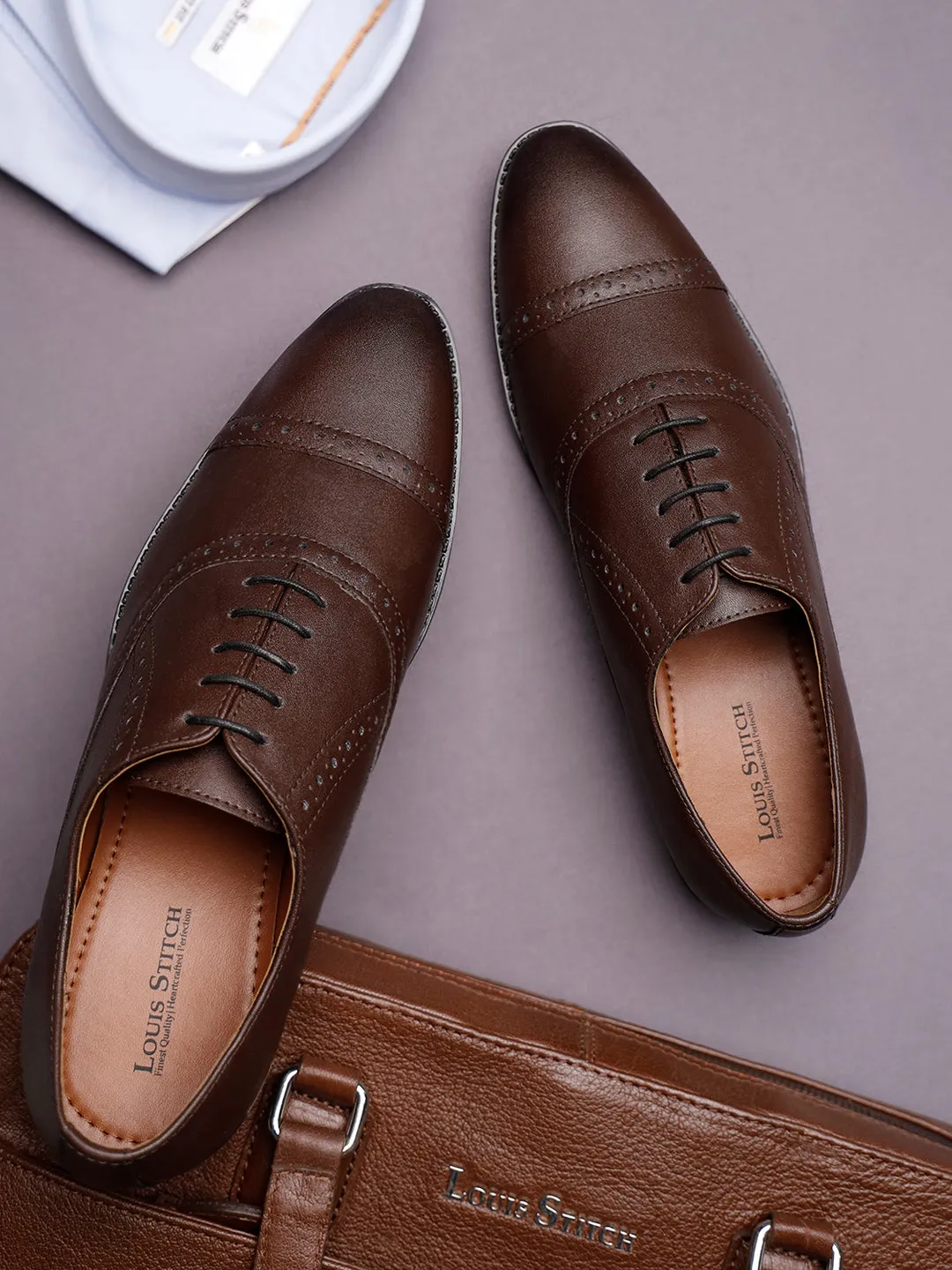 Brunette Brown Oxford Style Comfortable Formal Laceup Shoes