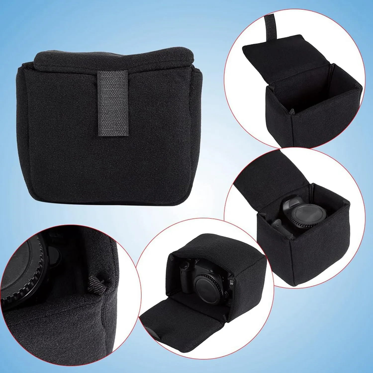 Camera Bag, Shockproof DSLR Camera Bag Insert, Velvet Material Camera Case Bag, Versatile Bag OrganizerAccessory, for All Backpacks, Laptop Bags and Trolleys
