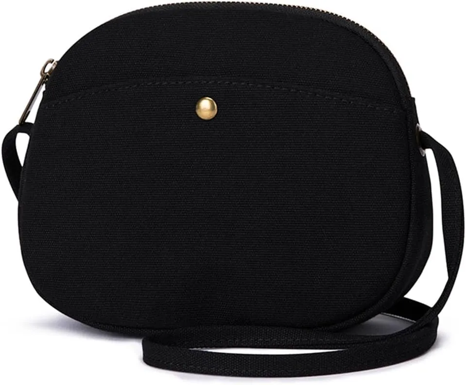 Canvas Round Crossbody Bag for Women Adjustable Length Fashionable and Spacious Women Crossbody Bags