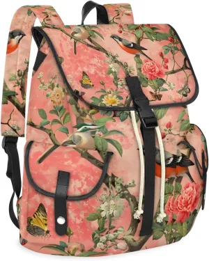 Carry on Backpack Bird Flower Butterfly Lightweight Waterproof Travel Backpack for Men & Women, Vintage Laptop Backpack Ideal for Work, Travel & College (13x6.3x16.5 in)