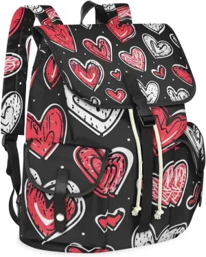 Carry on Backpack Cartoon Love Hearts Lightweight Waterproof Travel Backpack for Men & Women, Vintage Laptop Backpack Ideal for Work, Travel & College (13x6.3x16.5 in)