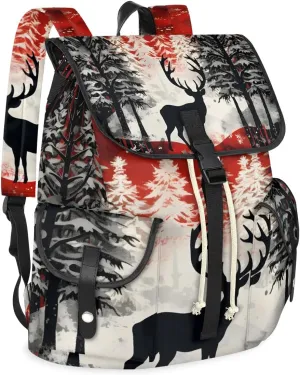 Carry on Backpack Christmas Elk Lightweight Waterproof Travel Backpack for Men & Women, Vintage Laptop Backpack Ideal for Work, Travel & College (13x6.3x16.5 in)