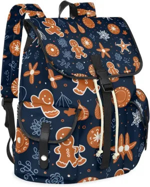 Carry on Backpack Christmas Gingerbread Print Lightweight Waterproof Travel Backpack for Men & Women, Vintage Laptop Backpack Ideal for Work, Travel & College (13x6.3x16.5 in)