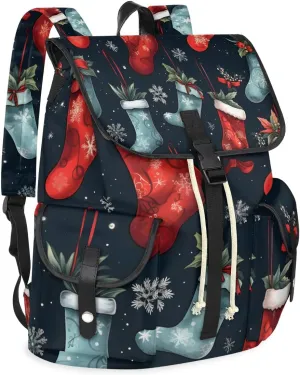 Carry on Backpack Christmas Socks Lightweight Waterproof Travel Backpack for Men & Women, Vintage Laptop Backpack Ideal for Work, Travel & College (13x6.3x16.5 in)