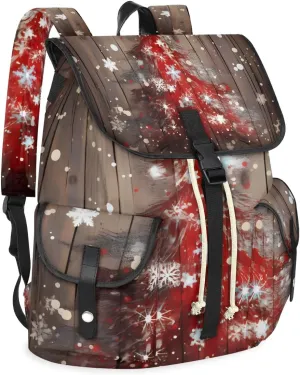 Carry on Backpack Christmas Tree Snowflake Lightweight Waterproof Travel Backpack for Men & Women, Vintage Laptop Backpack Ideal for Work, Travel & College (13x6.3x16.5 in)