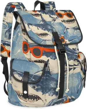 Carry on Backpack Cool Shark Lightweight Waterproof Travel Backpack for Men & Women, Vintage Laptop Backpack Ideal for Work, Travel & College (13x6.3x16.5 in)