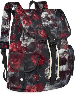 Carry on Backpack Elegant Skull Rose Lightweight Waterproof Travel Backpack for Men & Women, Vintage Laptop Backpack Ideal for Work, Travel & College (13x6.3x16.5 in)