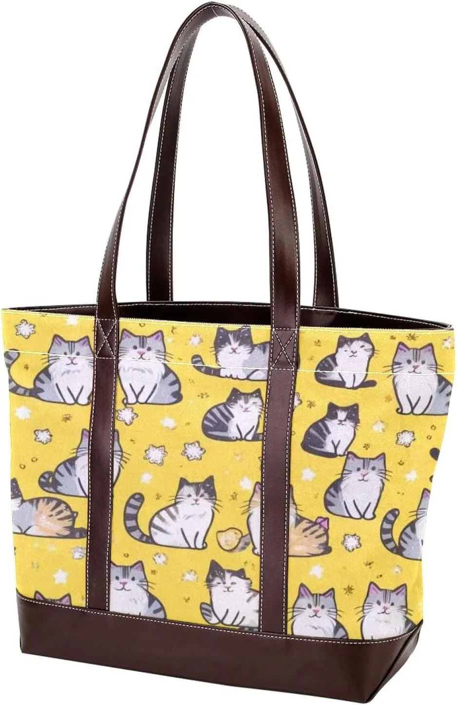Cartoon Animals-1183 Tote Bags Durable Leather Canvas Purses and Handbags for Women Top Handle Shoulder Satchel Hobo Bags