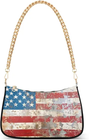 CEBUGI Crossbody Bags for Women Shoulder Purse Vintage Flag Handbags Stylish Clutch Purse with Chain Strap