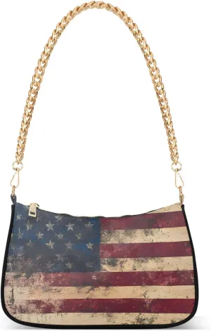 CEBUGI Crossbody Bags for Women Shoulder Purse Vintage Flag Handbags Stylish Clutch Purse with Chain Strap
