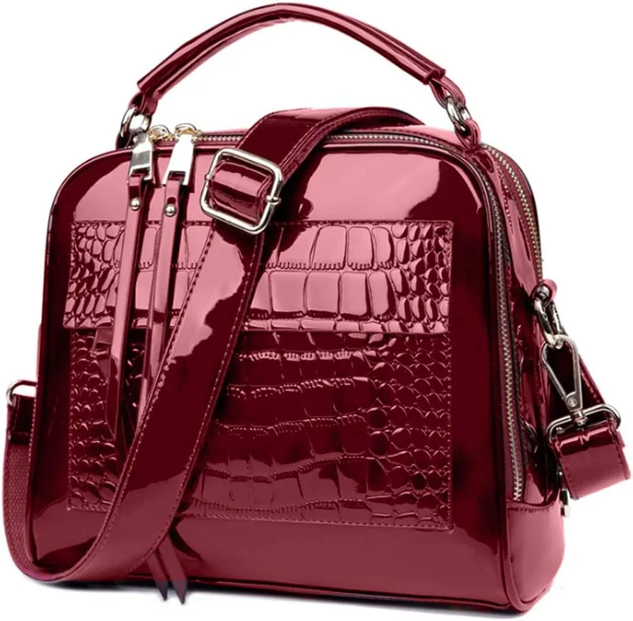 Chikencall Women Patent Leather Handbag and Purses PU Satchels Shoulder Bags Crossbody Bags