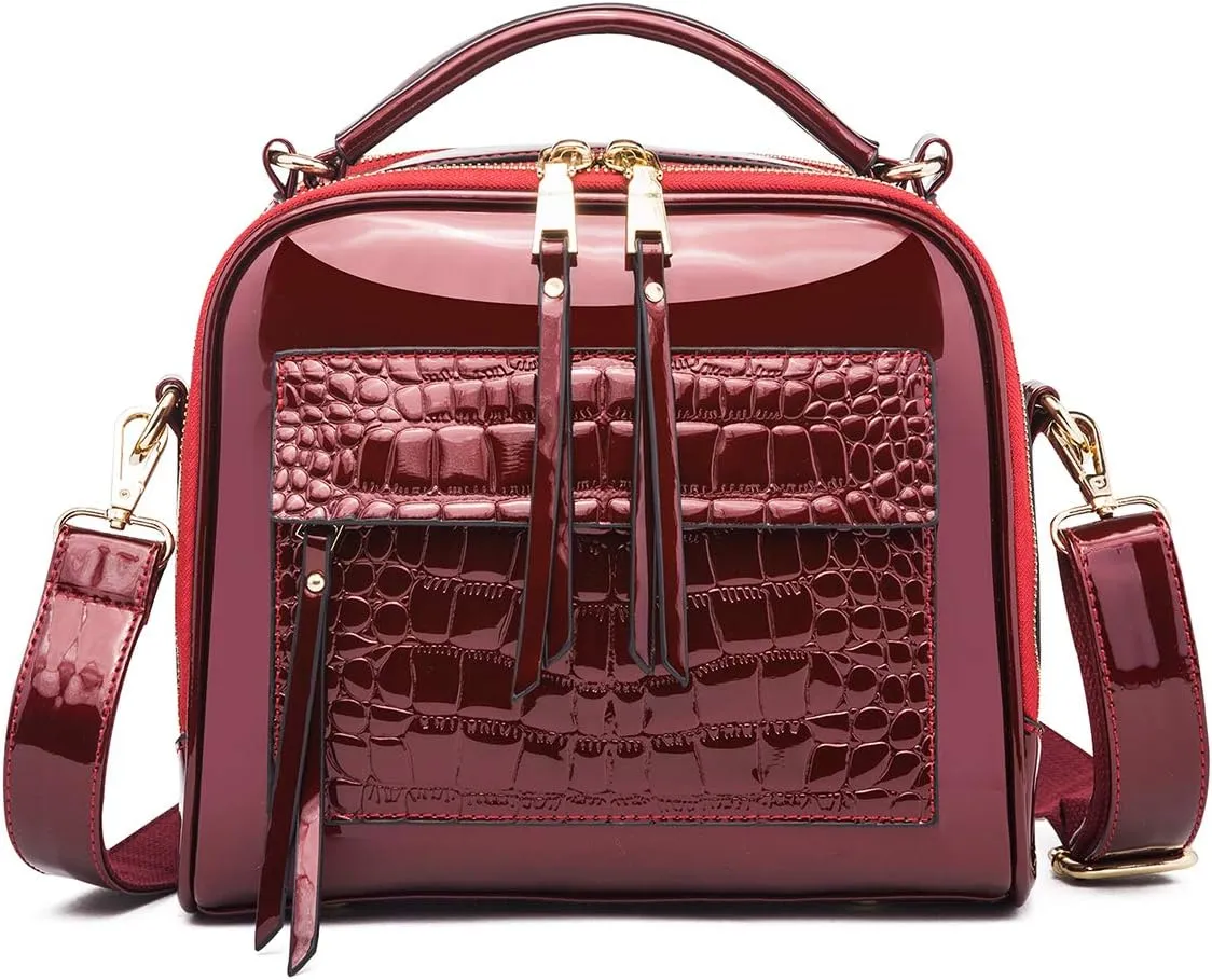 Chikencall Women Patent Leather Handbag and Purses PU Satchels Shoulder Bags Crossbody Bags