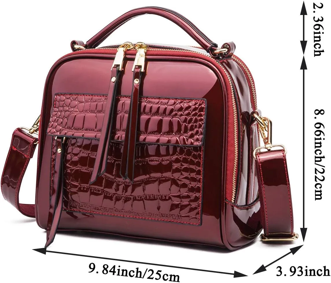 Chikencall Women Patent Leather Handbag and Purses PU Satchels Shoulder Bags Crossbody Bags