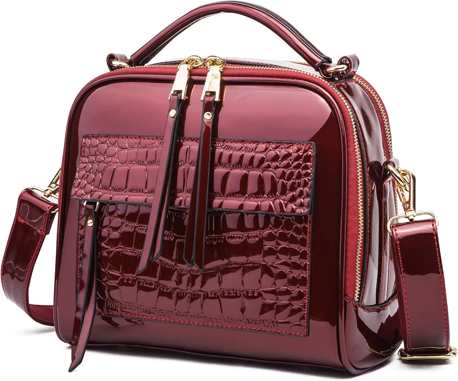 Chikencall Women Patent Leather Handbag and Purses PU Satchels Shoulder Bags Crossbody Bags