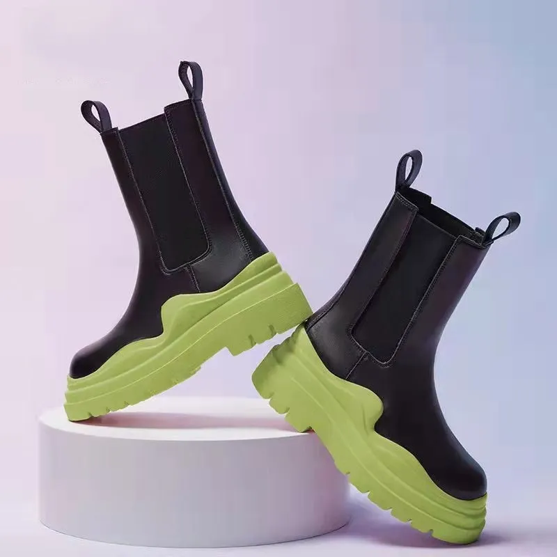Chunky  Mid Calf Platform  Boots