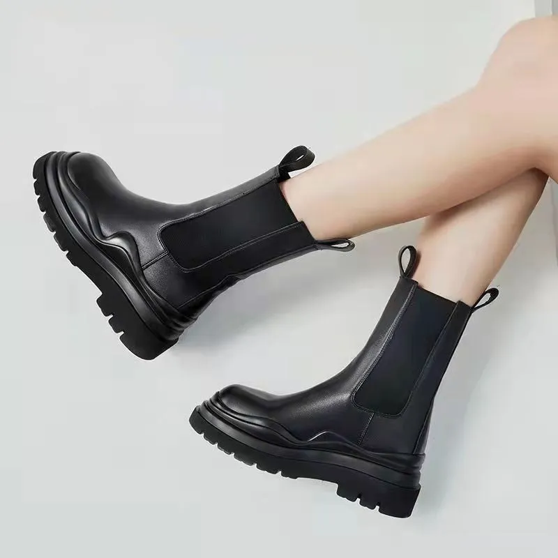 Chunky  Mid Calf Platform  Boots