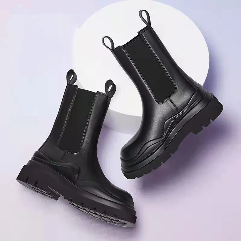 Chunky  Mid Calf Platform  Boots