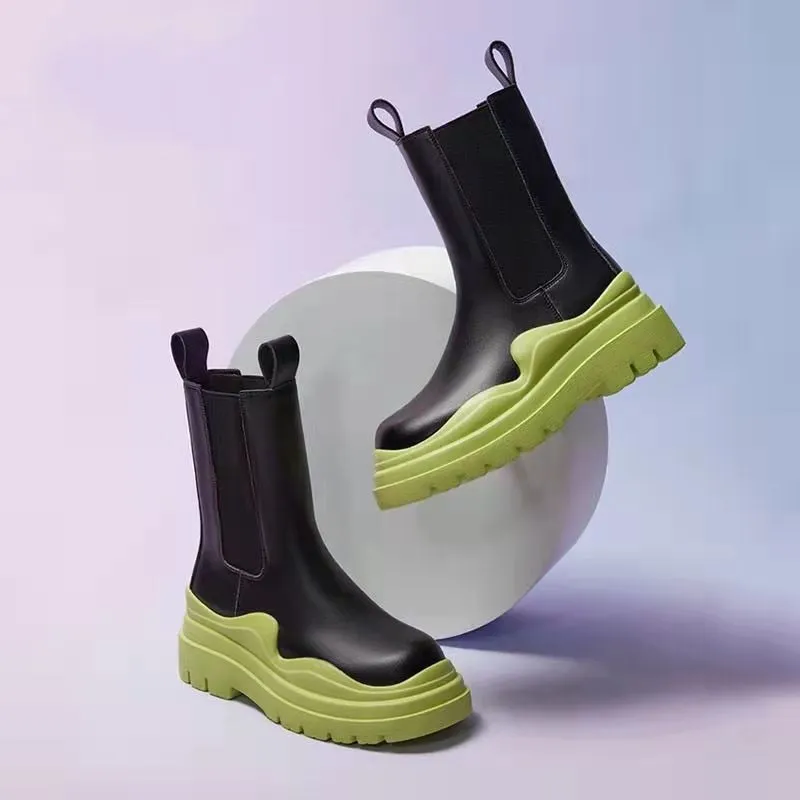 Chunky  Mid Calf Platform  Boots