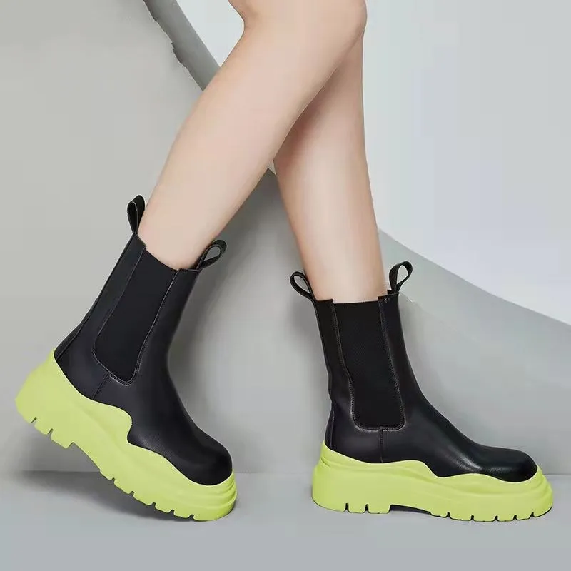 Chunky  Mid Calf Platform  Boots