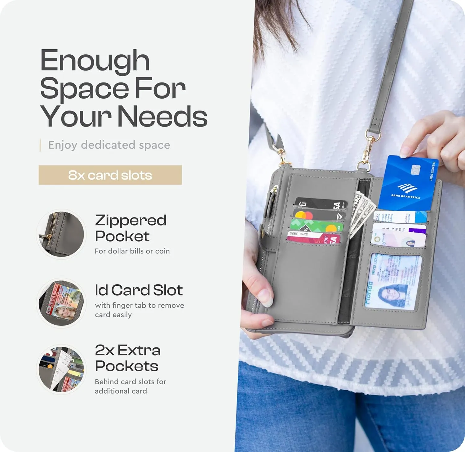 Claasico Womens Crossbody Wallet & Phone Case | iPhone/Samsung/LG Magnet Cell Pouch & Handbag