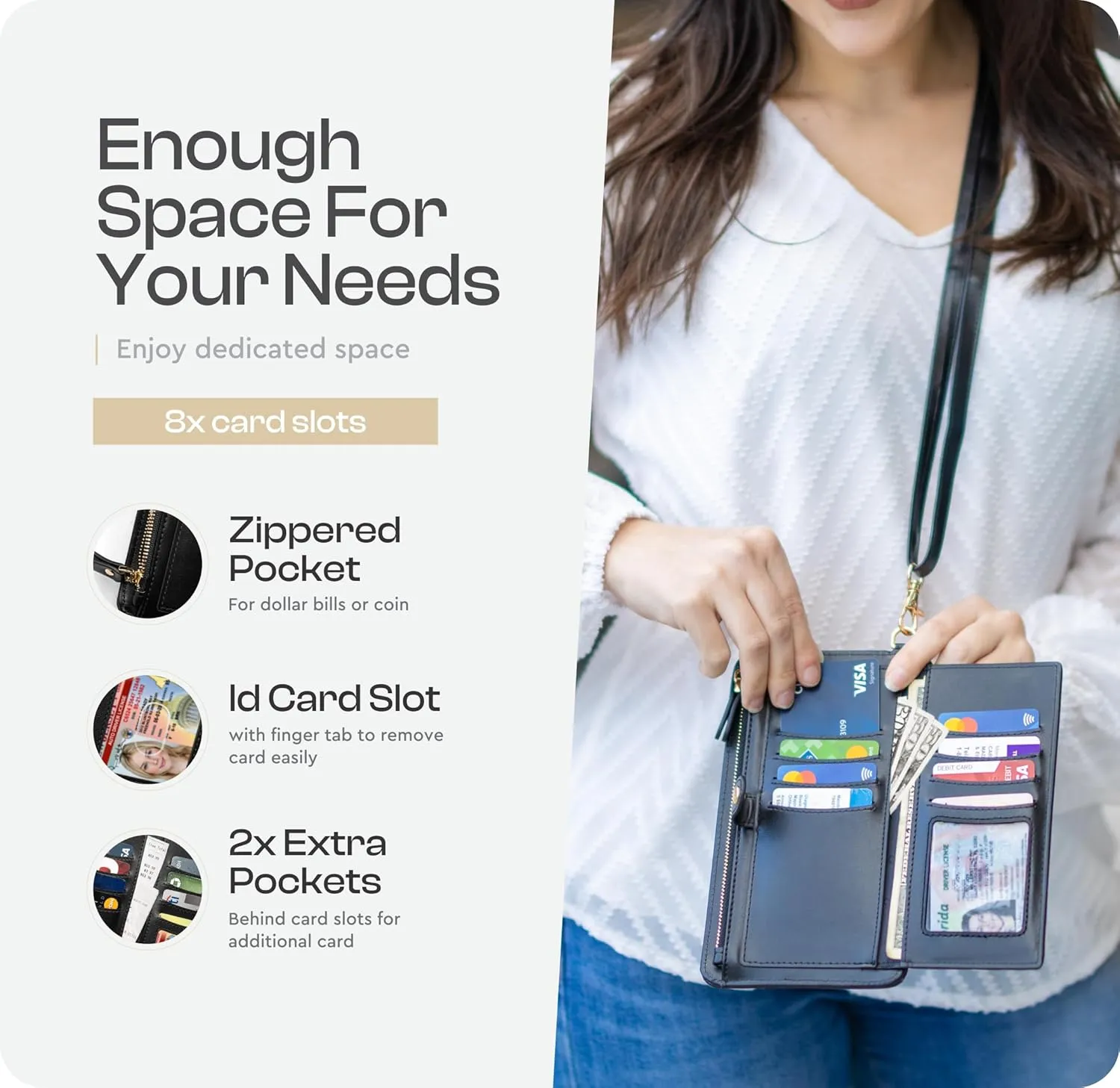 Claasico Womens Crossbody Wallet & Phone Case | iPhone/Samsung/LG Magnet Cell Pouch & Handbag