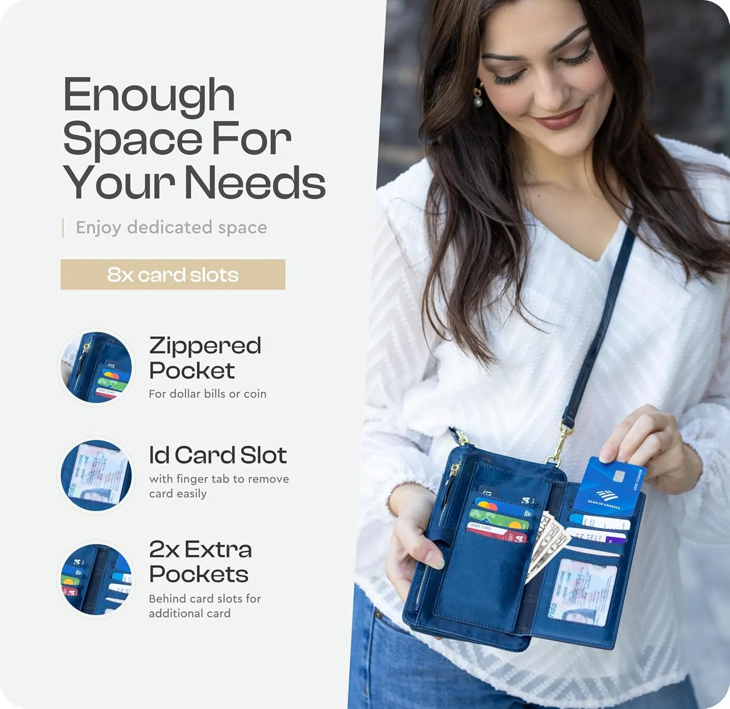 Claasico Womens Crossbody Wallet & Phone Case | iPhone/Samsung/LG Magnet Cell Pouch & Handbag