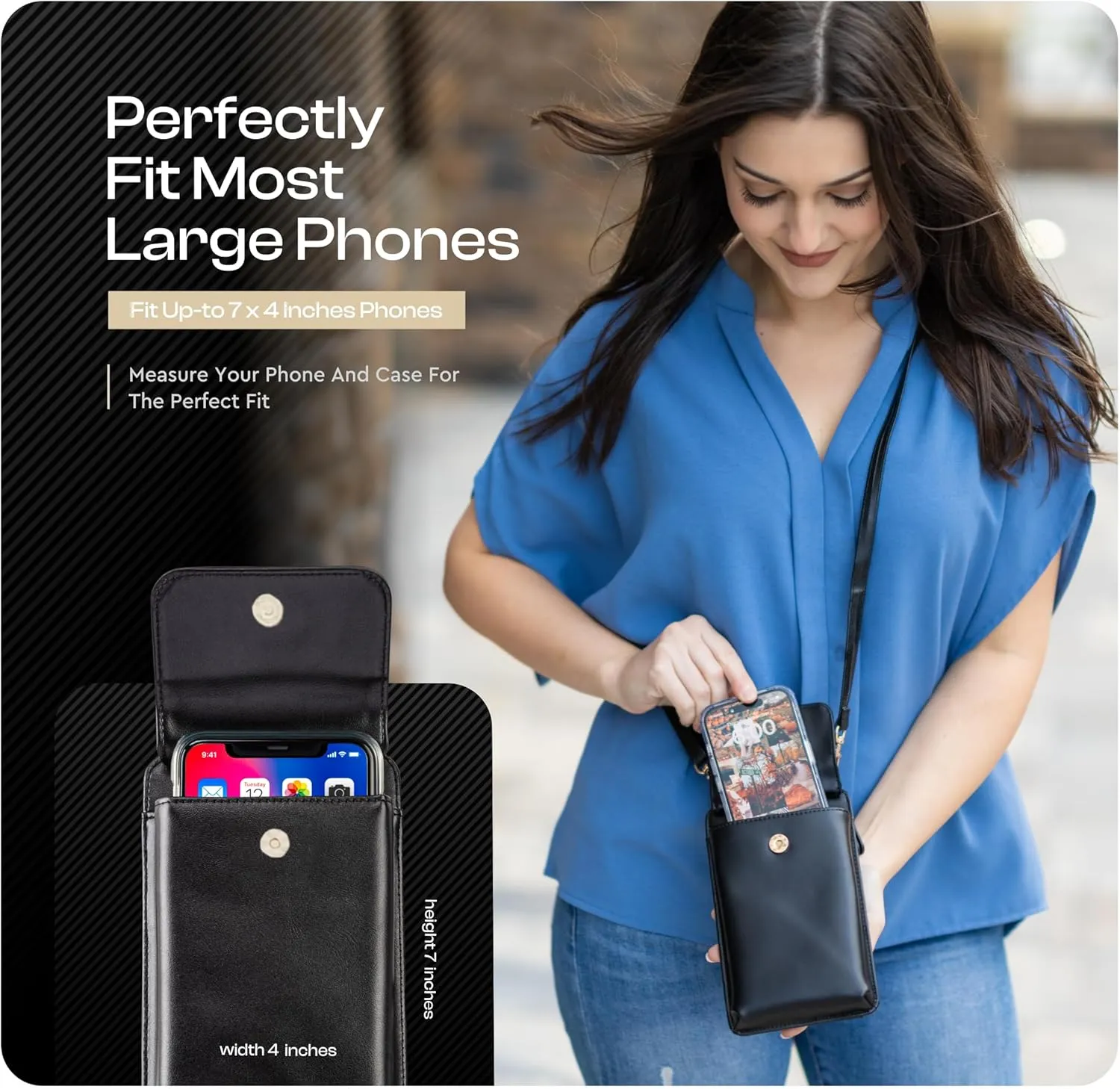 Claasico Womens Crossbody Wallet & Phone Case | iPhone/Samsung/LG Magnet Cell Pouch & Handbag