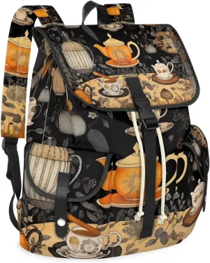 Coffee Time Vintage Waterproof Laptop Backpack for Men Women Vintage Style Backpack Large Storage Carry on Backpack for Travel & Work Fits 15-inch Notebook