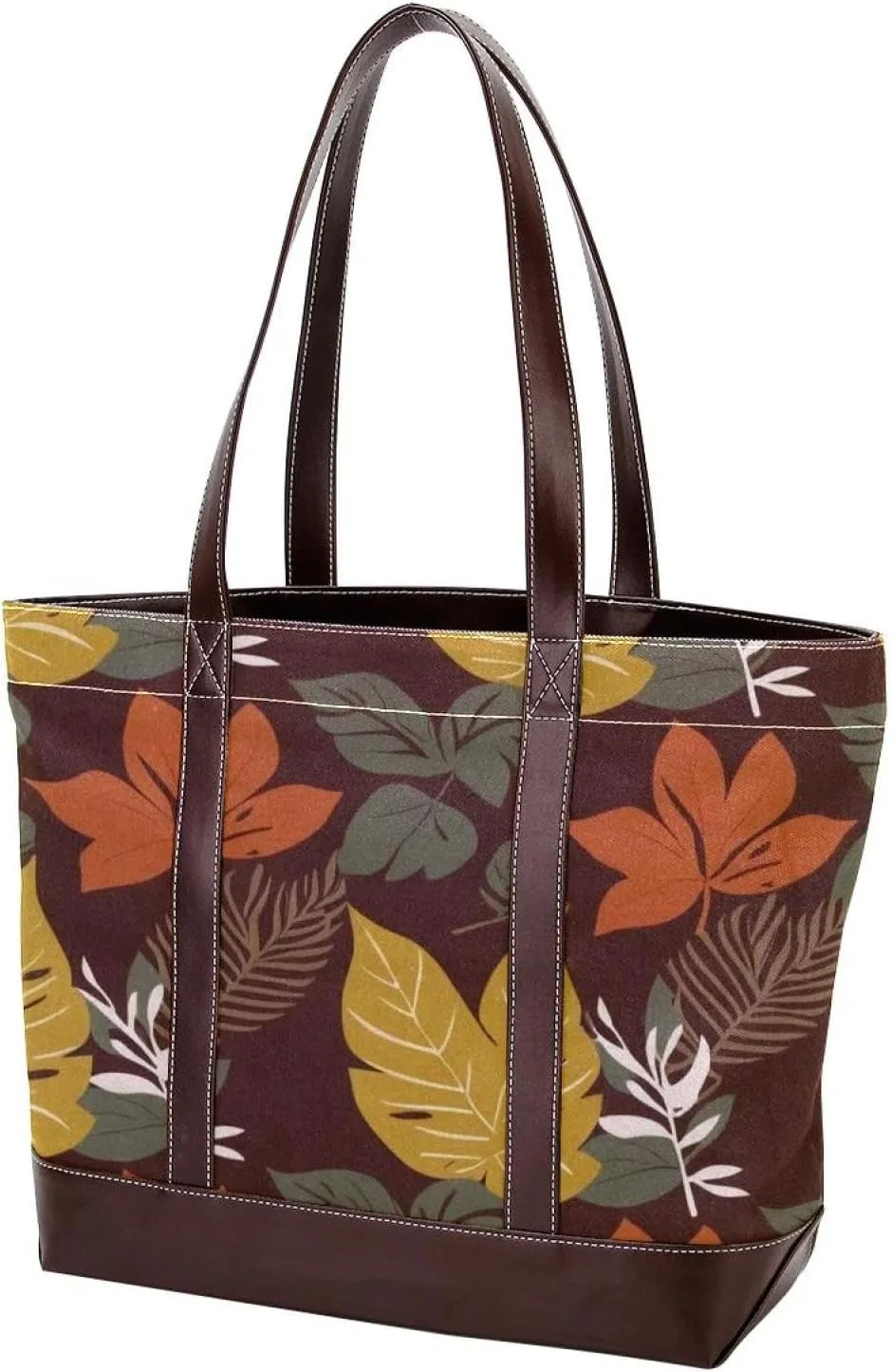 Colored Leaves-685 Tote Bags Durable Leather Canvas Purses and Handbags for Women Top Handle Shoulder Satchel Hobo Bags