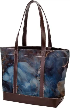 Colored Marble-1402 Tote Bags Durable Leather Canvas Purses and Handbags for Women Top Handle Shoulder Satchel Hobo Bags