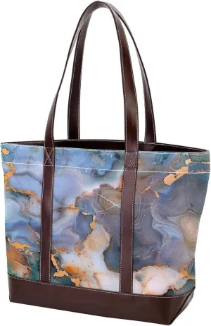 Colored Marble-1411 Tote Bags Durable Leather Canvas Purses and Handbags for Women Top Handle Shoulder Satchel Hobo Bags