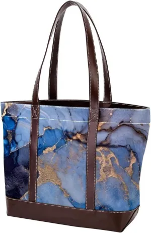 Colored Marble-1414 Tote Bags Durable Leather Canvas Purses and Handbags for Women Top Handle Shoulder Satchel Hobo Bags
