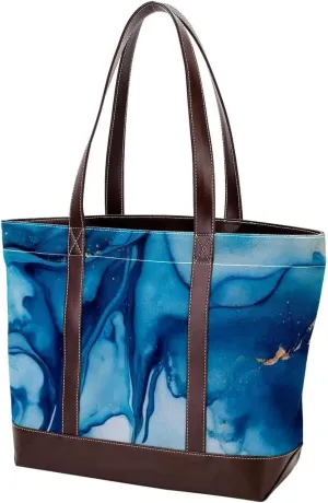 Colored Marble-1438 Tote Bags Durable Leather Canvas Purses and Handbags for Women Top Handle Shoulder Satchel Hobo Bags