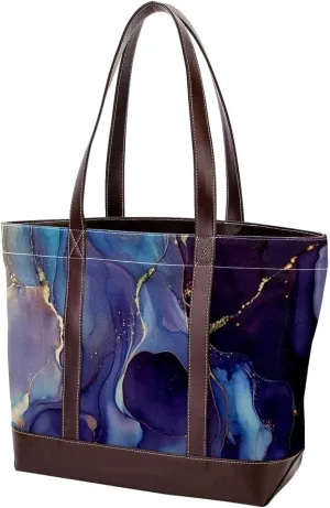 Colored Marble-1444 Tote Bags Durable Leather Canvas Purses and Handbags for Women Top Handle Shoulder Satchel Hobo Bags