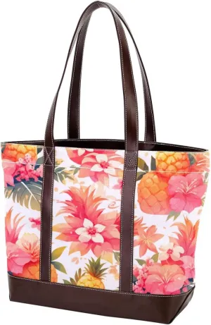Colored Pineapple-1783 Tote Bags Durable Leather Canvas Purses and Handbags for Women Top Handle Shoulder Satchel Hobo Bags
