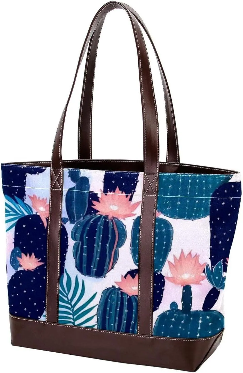 Colorful Cactus-457 Tote Bags Durable Leather Canvas Purses and Handbags for Women Top Handle Shoulder Satchel Hobo Bags